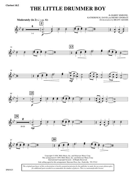 If you cannot find the free little drummer boy sheet music you are looking for, try requesting it on the sheet music forum. The Little Drummer Boy - Bb Clarinet 1 & 2 at Stanton's Sheet Music