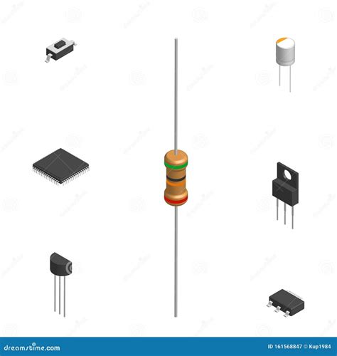 Set Of Different D Electronic Components Vector Illustration Stock