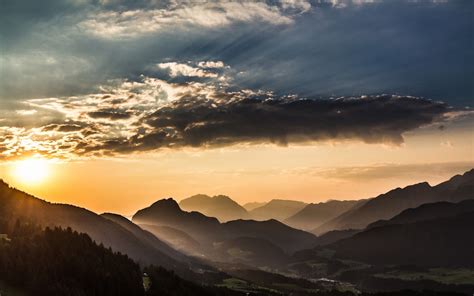 1700x1062 Nature Landscape Mountain Sunset Forest Mist Clouds