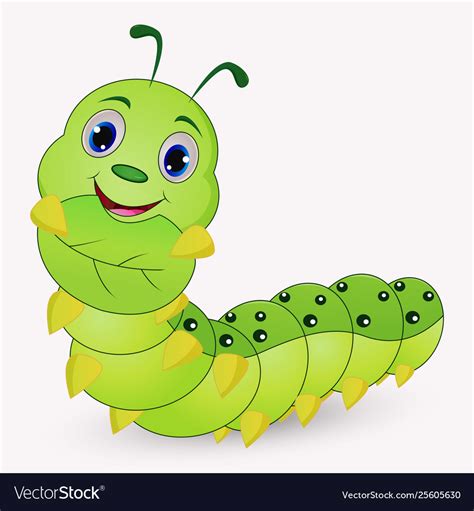 Cute Caterpillar Cartoon Holding Leaves Royalty Free Vector