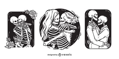 Skeletons Couples Illustration Set Vector Download