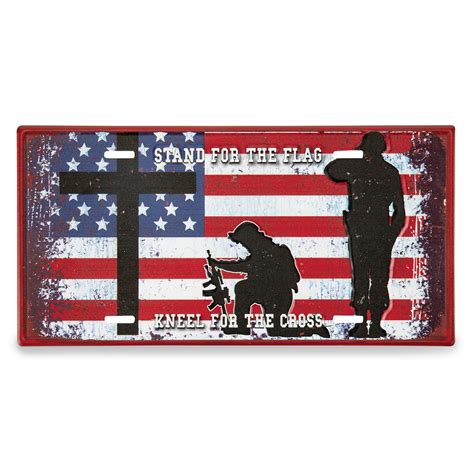Stand For The Flag Kneel For The Cross License Plate Collections Etc
