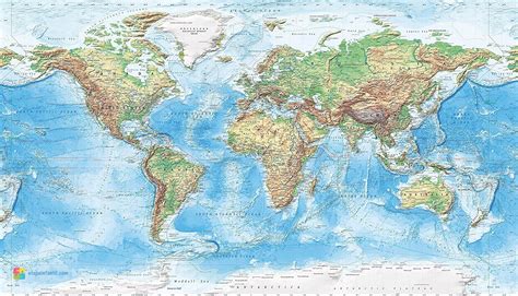 Mapa Múndi Físico Geológico Mundial Terrestre Topográfico E Antigo