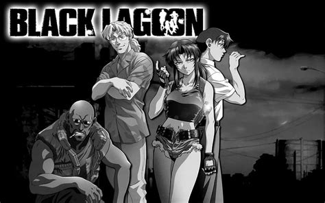 1080p Free Download Black Lagoon Company Black And White Anime