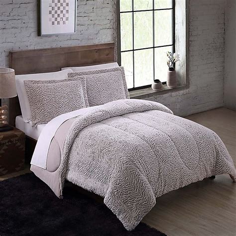 Buy Faux Fur 3 Piece King Comforter Set In Nordic Taupe From Bed Bath