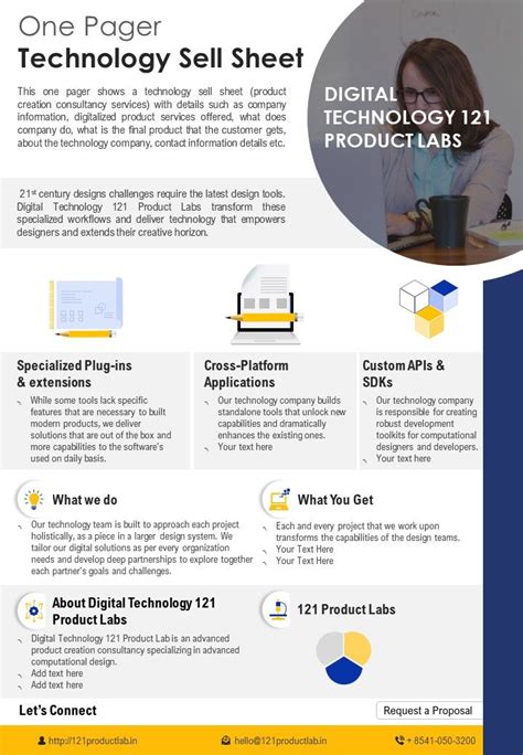 One Pager Technology Sell Sheet Presentation Report Infographic Ppt Pdf