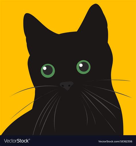 Black Cat With Green Eyes Royalty Free Vector Image