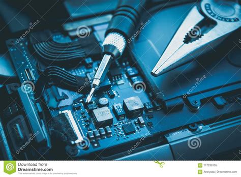 Close Up Computer Repair And Service Maintenance Stock Image Image Of