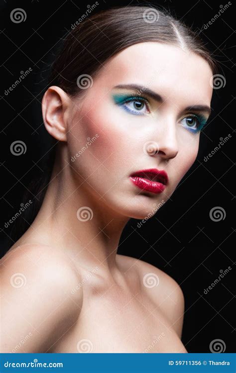 Beauty Girl Portrait With Vivid Makeup Fashion Woman Portrait Close Up