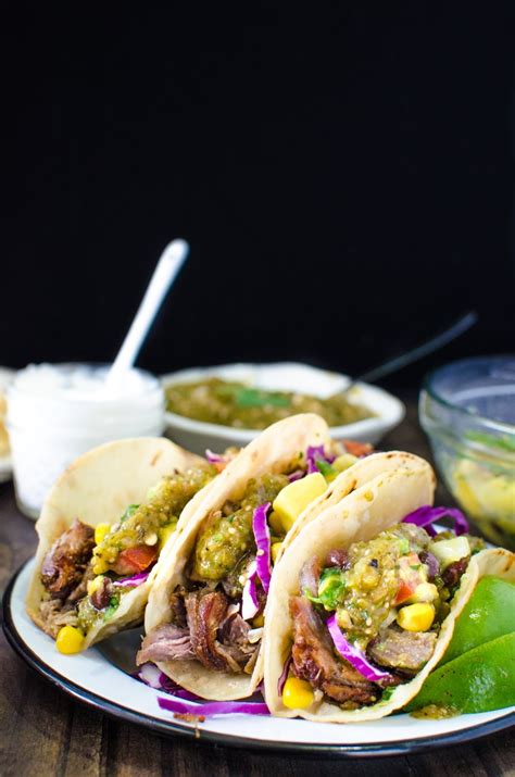 Add the lard (or vegetable shortening or oil), and once it has heated up, add the pork chunks and sprinkle in 1/2. Pork Carnitas Tacos with Mango Black Bean Salsa | The ...