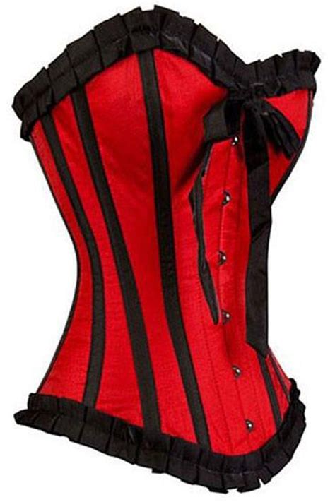 Atomic Red Overbust Corset Trimmed In Black Features A Beautiful Red Bodice Trimmed With Black