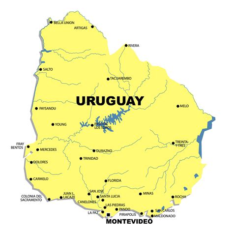 Grande Mapa De Uruguay Con Principales Ciudades Uruguay América Del