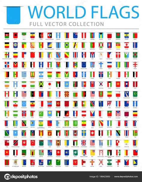 Alla Världens Flaggor Nya Ytterligare Lista över Länder Och