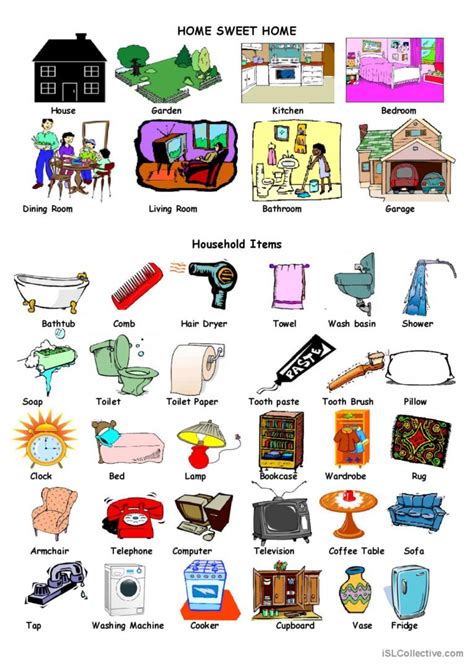 House And Household Items English Esl Worksheets Pdf And Doc