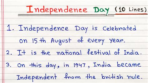 Independence Day Essay In English 10 Lines On Independence Day 15th