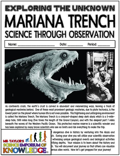 Exploring The Unknown Mariana Trench Science Research And Literacy Lab