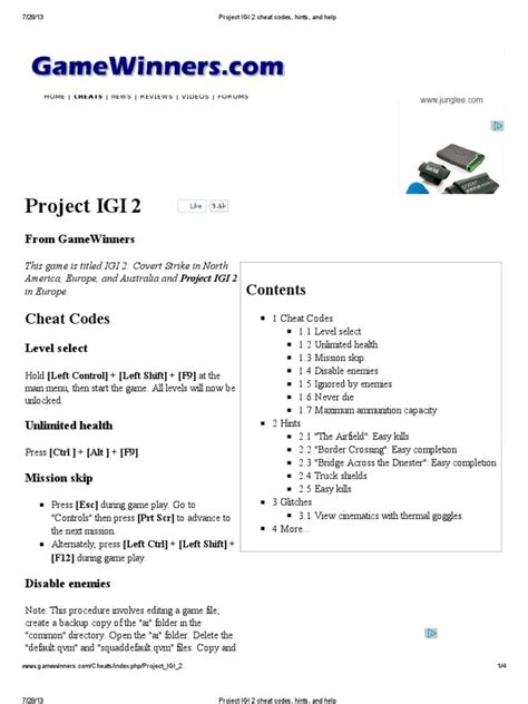 Project Igi 2 Cheat Codes Hints And Help Directory Computing