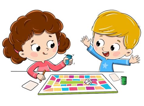 Premium Vector Children Playing A Board Game