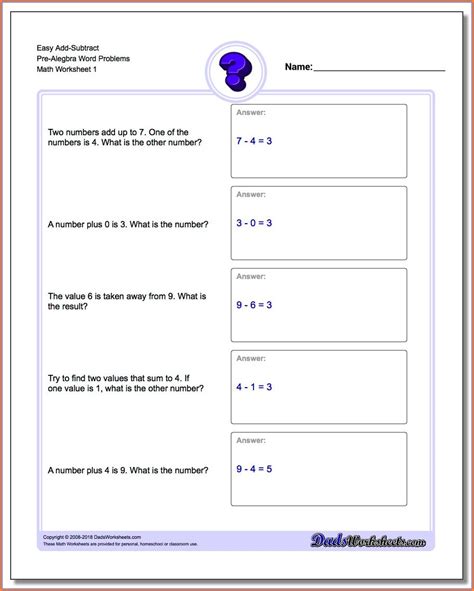 7th Grade Math Word Problems Worksheets