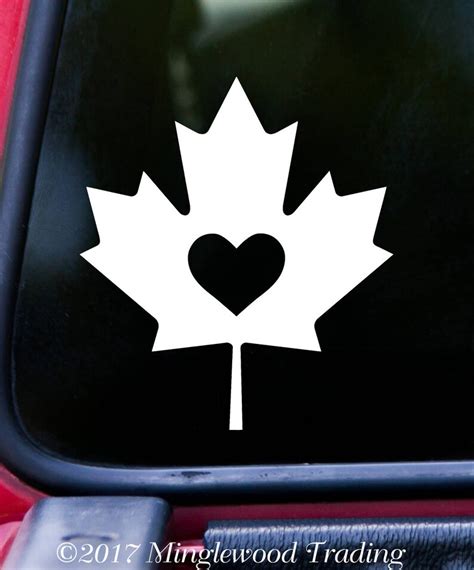 Maple Leaf With Heart Vinyl Decal Sticker Canada Canadian Etsy