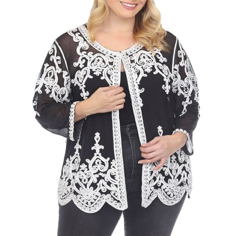 Simply Couture Simply Couture Womens Plus Size 34 Sleeve Soutache