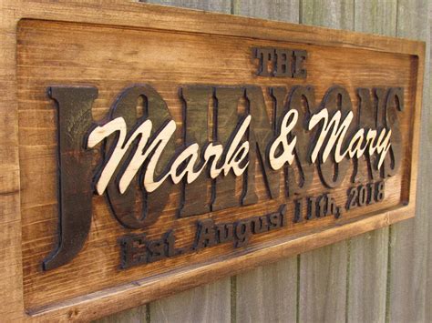 D Personalized Carved Wood Sign For Couples Custom Signs