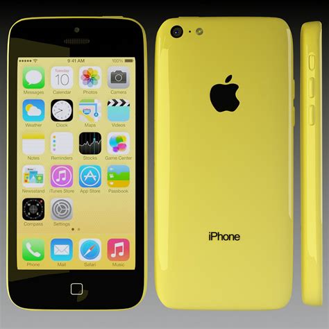 3d Apple Iphone 5c Yellow Model
