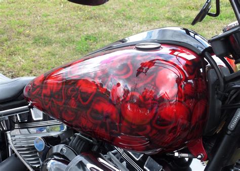 Airbrushed Freehand Harley Davidson Skulls Red Candy Custom Painted