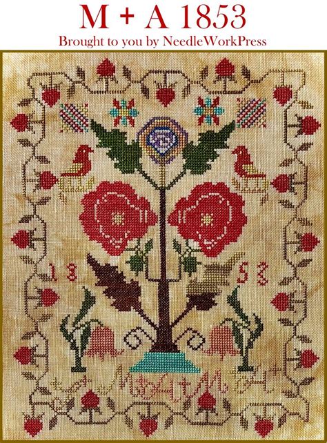 counted cross stitch m a 1853 sampler reproduction sampler antique reproduction sampler