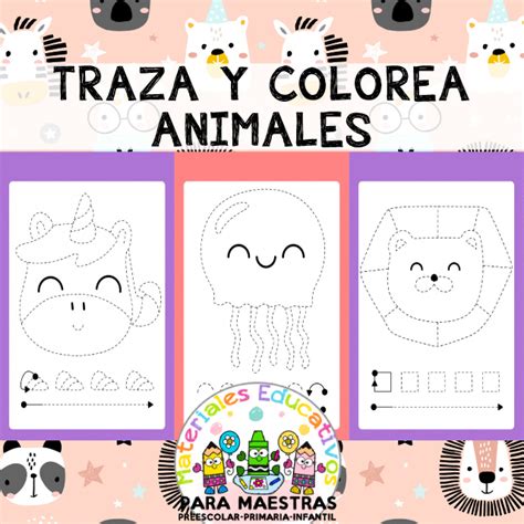 Traza Y Colorea Animales Materiales Educativos Para Maestras