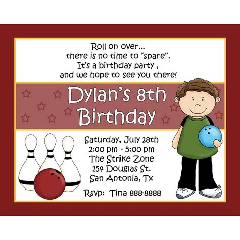 20 Bowling Birthday Party Invitations Bowling Alley Birthday Etsy