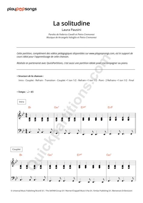 La Solitudine Course Material From Playpopsongs