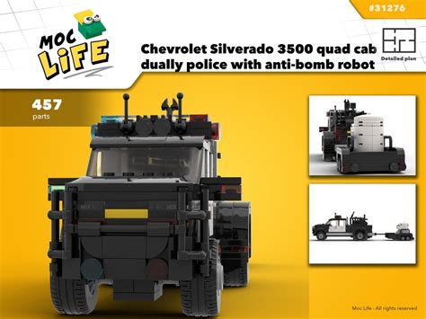 Lego Moc Chevrolet Silverado 3500 Quad Cab Dually Police With Anti Bomb