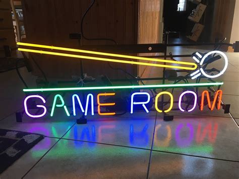 Gameroom Cue Stick Neon Sign Glass Tube Neon Light Neon Signs Game