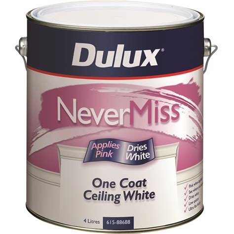 Dulux Nevermiss 4l One Coat White Ceiling Paint In 1408455 Bunnings