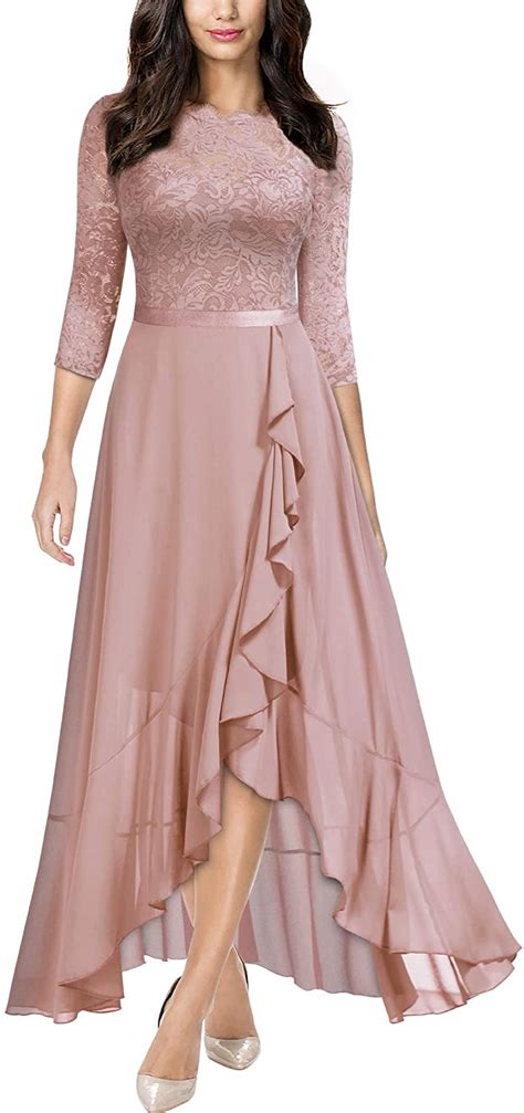 Miusol Women S Elegant Floral Lace Ruffle Bridesmaid Maxi Dress EBay