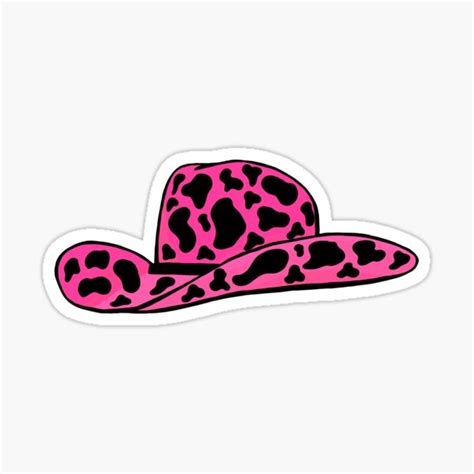Pink Cow Print Cowboy Hat Sticker For Sale By Karapos23 Redbubble