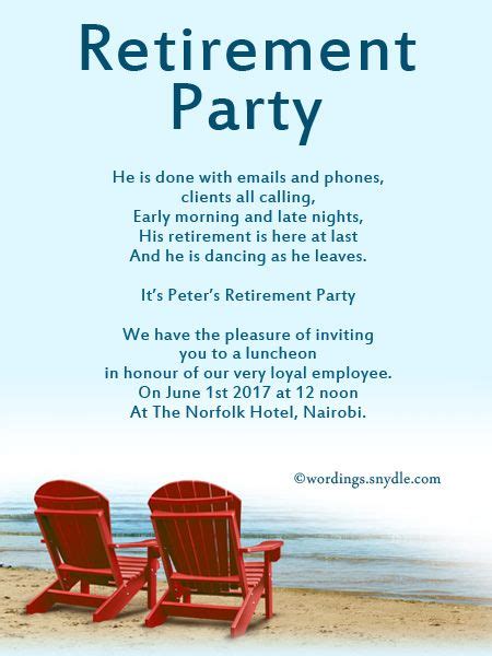 Discover proven announcement letters written by experts plus guides and examples to create your own announcement letters. Retirement Party Invitation Wording Ideas and Samples - Wordings and ..… | Retirement party ...