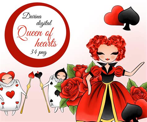 Queen Of Hearts Clipart Alice In Woderland Clipart Hearts Etsy