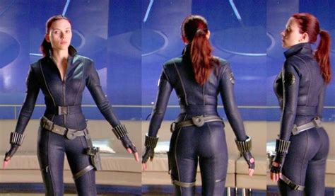 Scarlett Johansson Trying On Her Costume For Iron Man 2 Black Widow