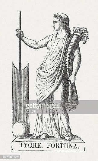 Tyche Greek Goddess Of Fortune Wood Engraving Published In 1878 High