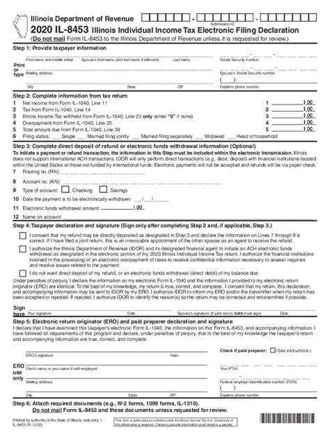 Il Dor Il 8453 2020 2022 Fill Out Tax Template Online Us Legal Forms