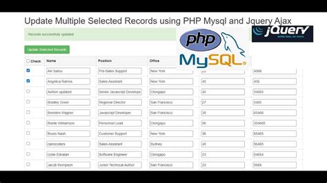 Update Multiple Selected Records Using Php Mysql