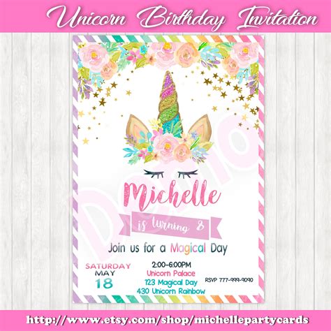 Pin On Unicorn Birthday Invitation Magical Day Invitation Unicorn