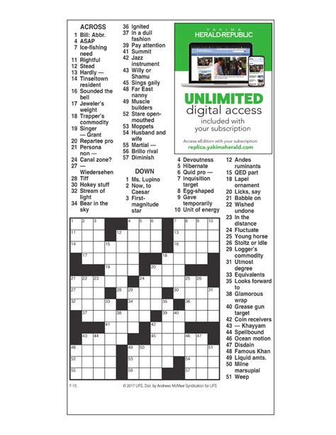 AM Crossword: July 15, 2023 | Crosswords | yakimaherald.com