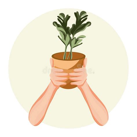 Plant Protection Illustration Hands Holding A Home Plant In A Pot
