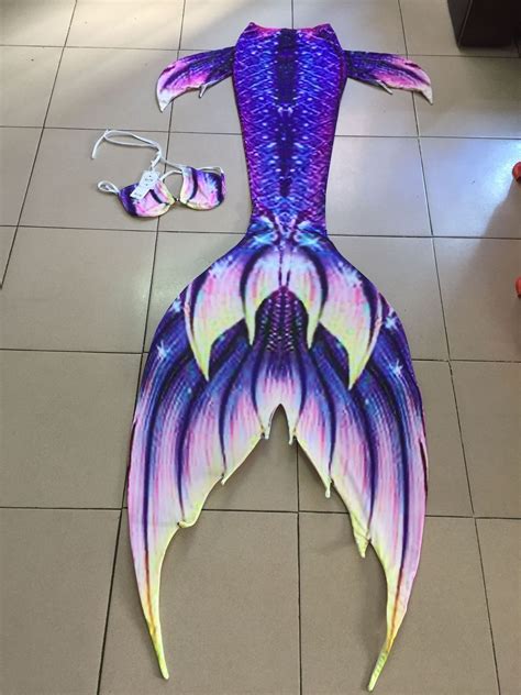 Purple Fairy Swimmable Mermaid Tail With Monofin For Adult Kids