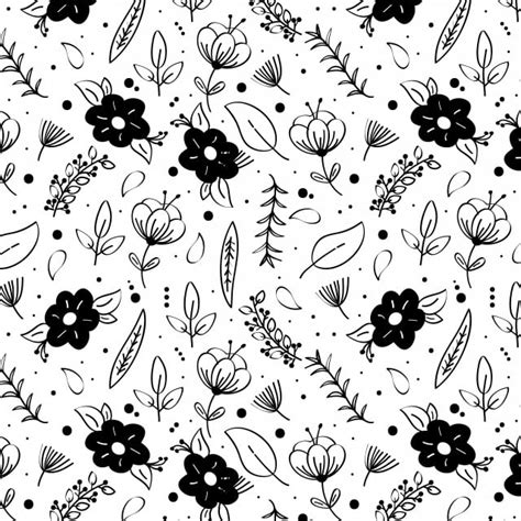 White On Black Floral Pattern Vintage Floral Pattern 2400 X 1800