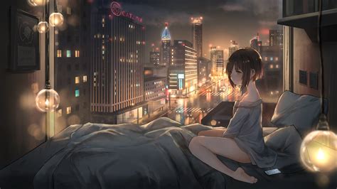2560x1440 Anime Girl City Lights 4k 1440p Resolution Hd 4k Wallpapers