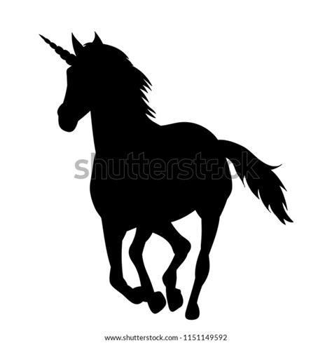 On White Background Black Silhouette Unicorn Stock Vector Royalty Free
